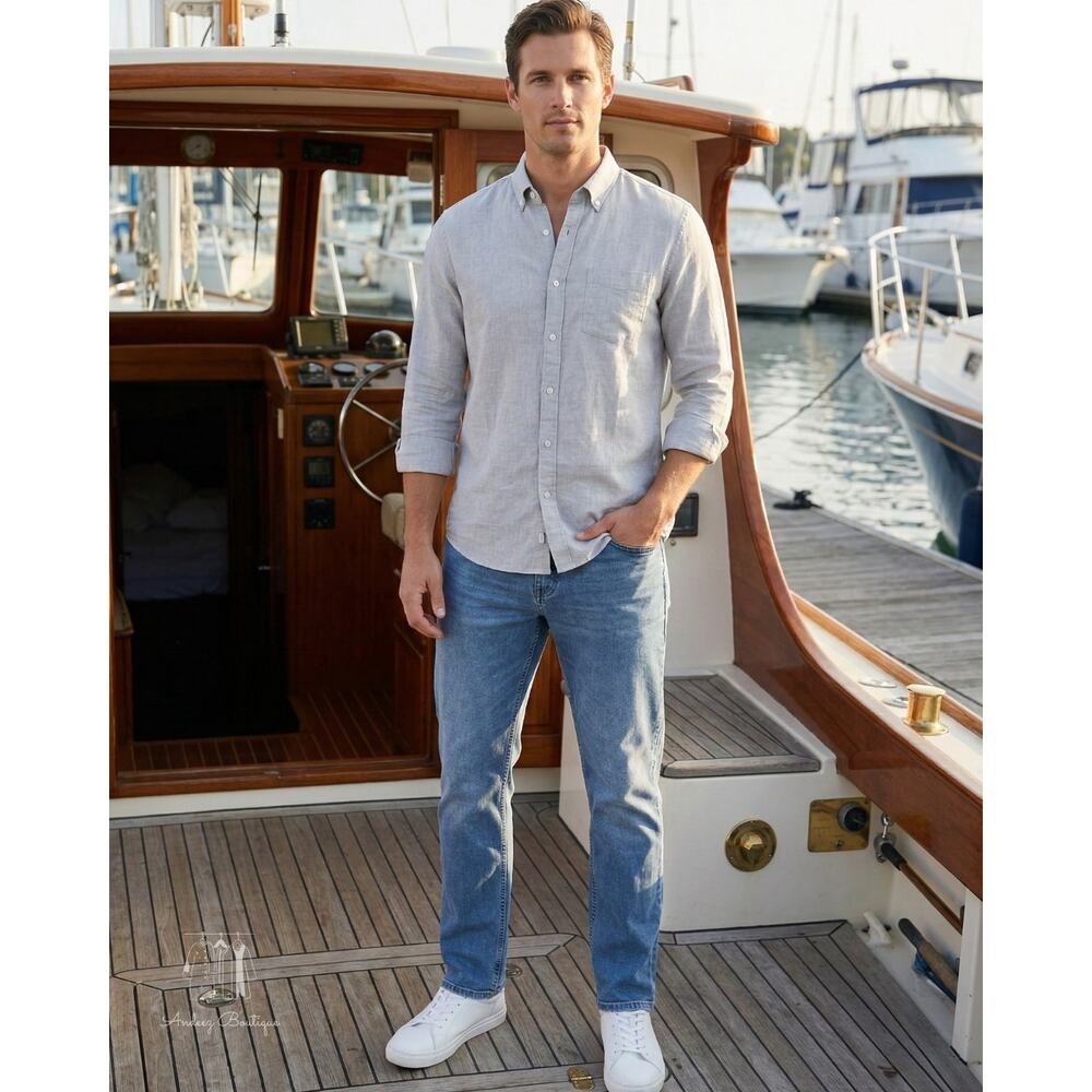 IZOD Mens 40x29 Saltwater Jeans Straight Leg Denim Light Medium Wash Blue‎ Pants